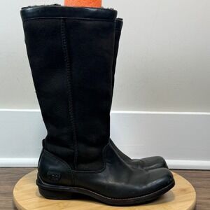 UGG Australia 5534 Tall Boots Womens 6 Black‎ Shearling Lined Leather Outdoor